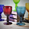 Champagne Glasses Colored Glass Goblet Embossed High Clear Glass Goblets Manufactory